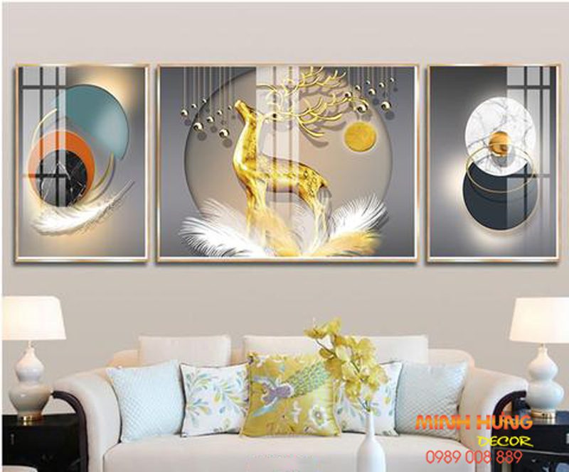 Tranh tráng gương hươu vươn mình TGH8662
