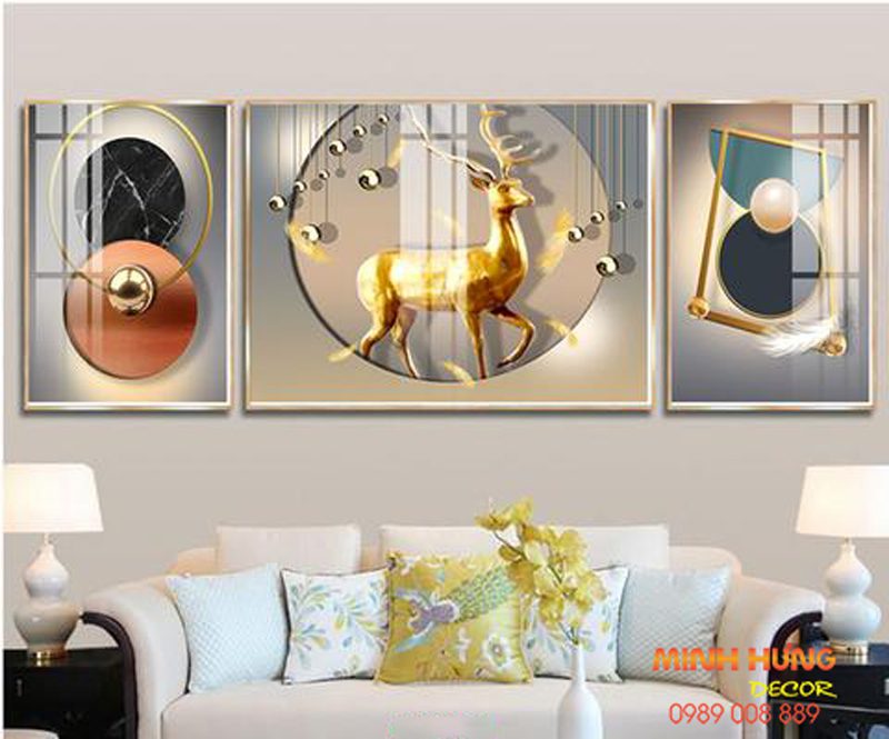 Tranh tráng gương hươu bước đi TGH8663