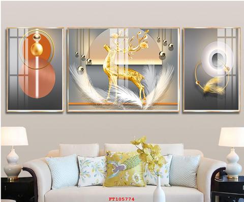 Tranh tráng gương hươu và hình cầu TGH8668