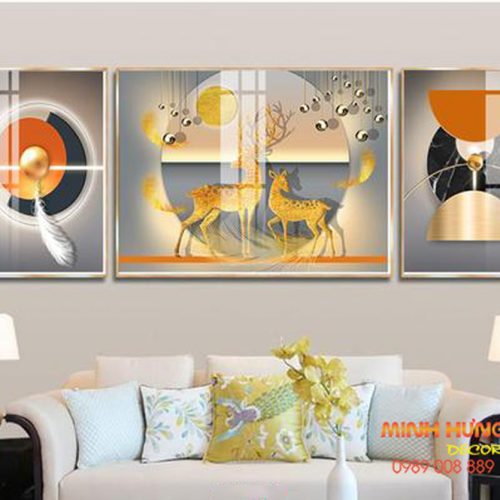 Tranh Hươu Vàng Và Mặt Trời Nghệ Thuật TGH8674