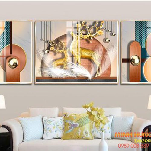 Tranh tráng gương hươu và hình học TGH8679