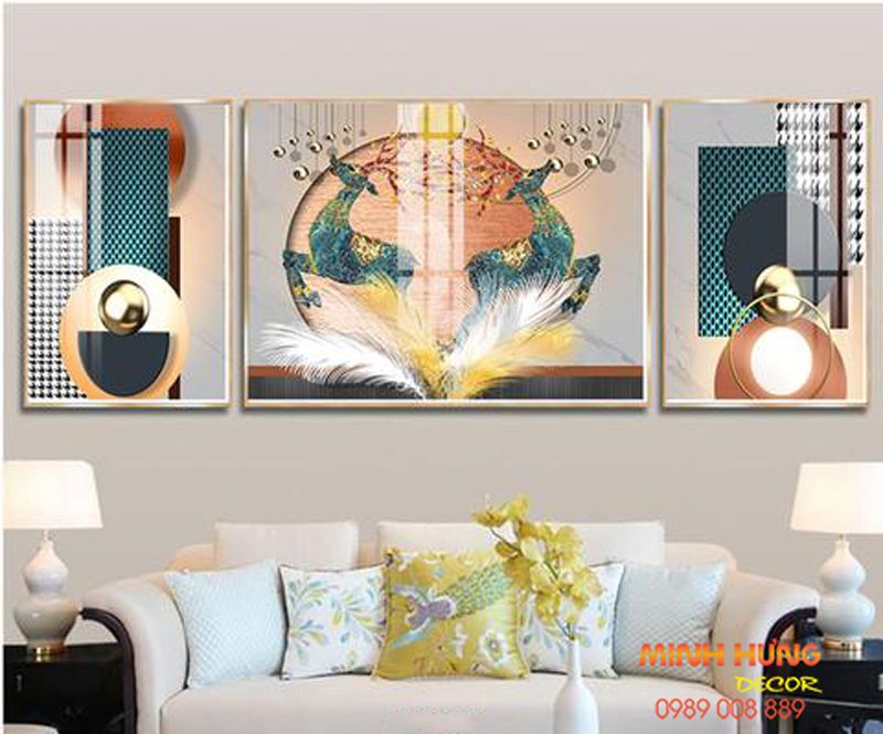 Tranh tráng gương cặp hươu phi TGH8698