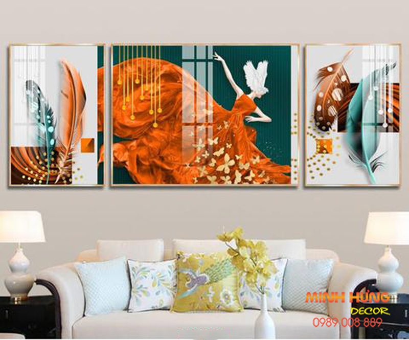 Tranh tráng gương đàn bướm và cô gái TGH8745