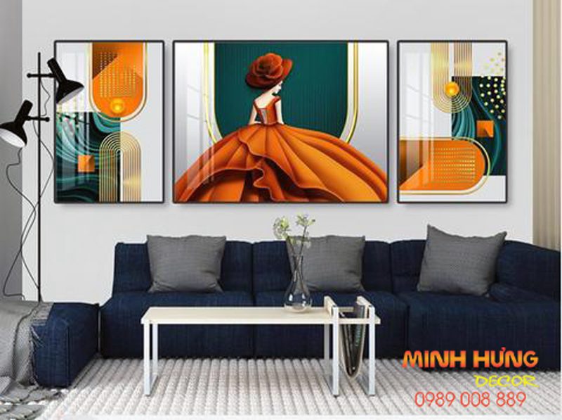 Tranh tráng gương cô gái nón đỏ TGH8755