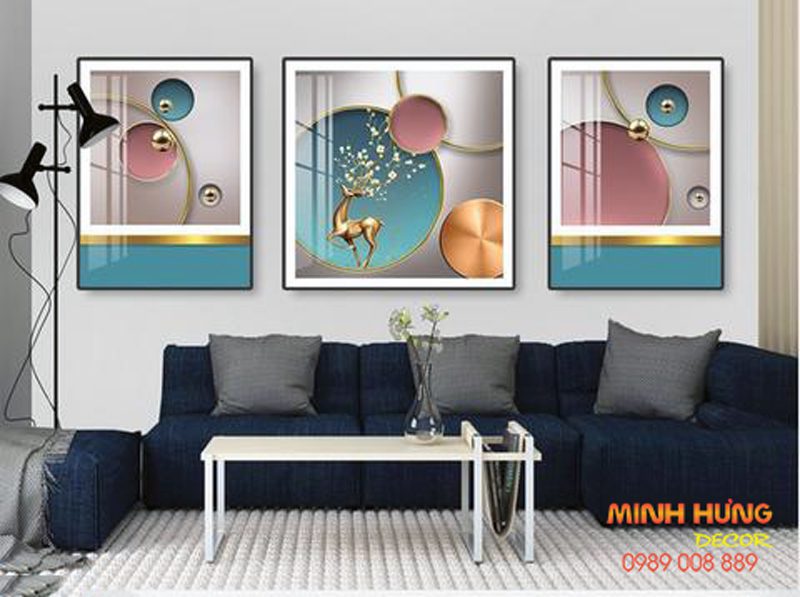 Tranh tráng gương hươu vàng TGH8775