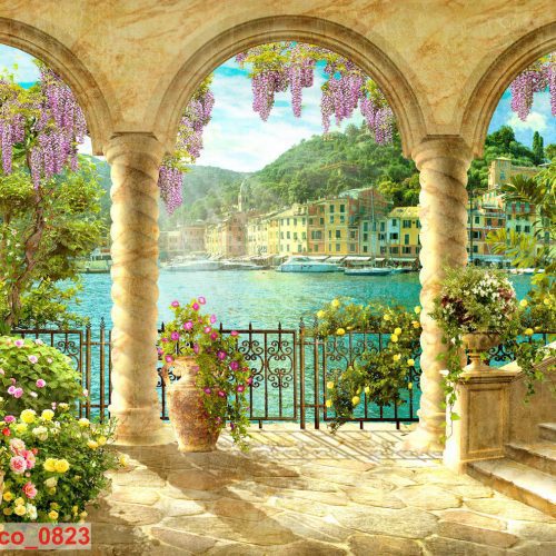 Tranh dán tường phong cảnh Châu Âu Fresco_0823