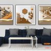 Tranh tráng gương hình lập thể gam nâu TGH8783