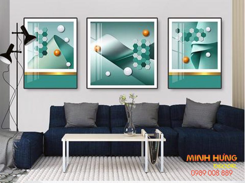 Tranh tráng gương hình cầu gam xanh lá TGH8785
