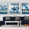 Tranh tráng gương nhịp điệu màu xanh TGH8786