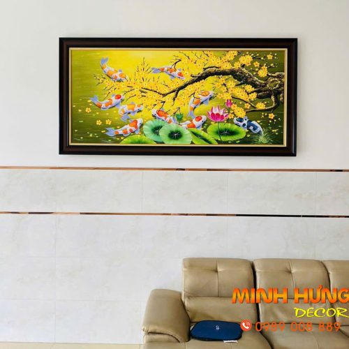 Tranh sơn dầu Cá Chép Mai Vàng TSD172