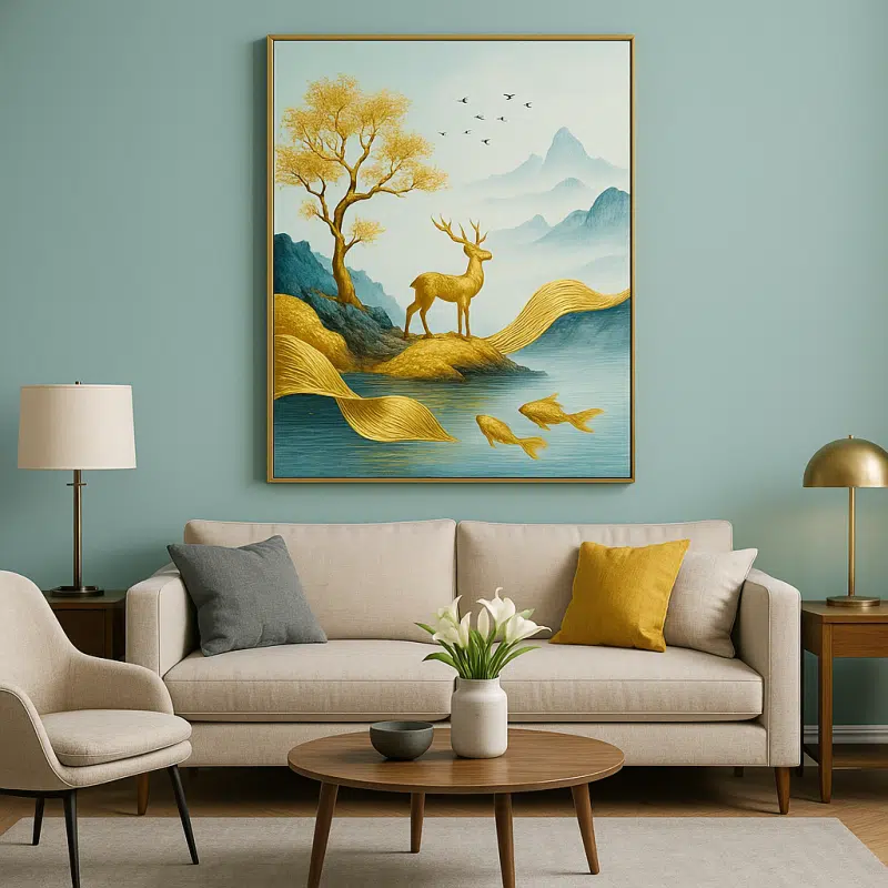 Tranh treo tường tường màu xanh pastel