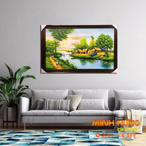 Tranh sơn dầu Nắng Mới Ven Sông TSD198