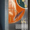 Tranh Tráng Gương Lông Vũ Cam Trắng TGH9034