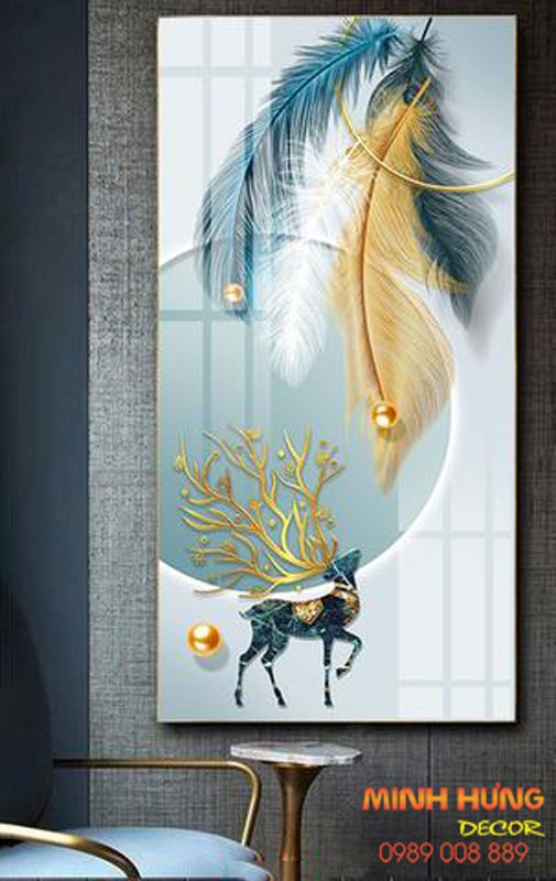 Tranh Lông Vũ & Tuần Lộc Xanh TGH9049
