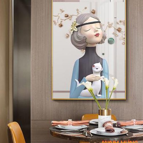 Tranh Cô Gái Và Thú Cưng Nghệ Thuật TGH9055