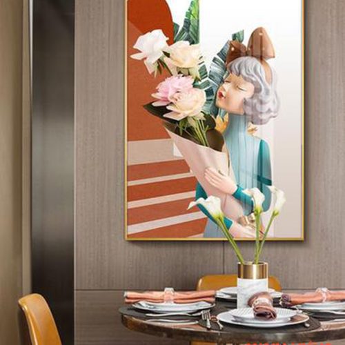 Tranh Cô Gái Cầm Hoa Nghệ Thuật TGH9064
