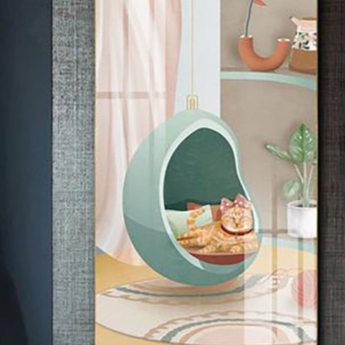 Tranh tráng gương mèo nghỉ ngơi TGH9103