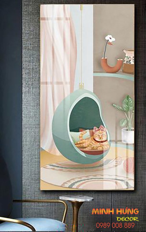 Tranh tráng gương mèo nghỉ ngơi TGH9103