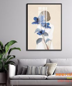 Tranh tráng gương cô gái và cành hoa TGH9126