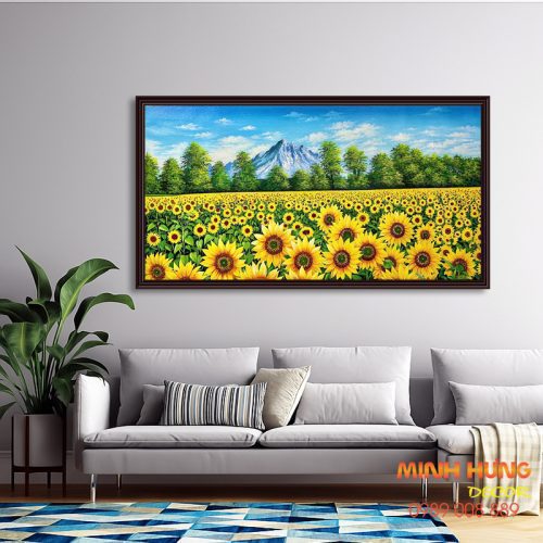Tranh sơn dầu thiên đường hoa hướng dương TSD245