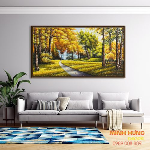 Tranh sơn dầu lối nhỏ vào rừng thu TSD229
