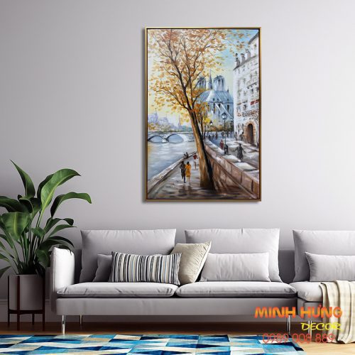 Tranh sơn dầu Góc Phố Paris Mùa Lá Vàng TSD227