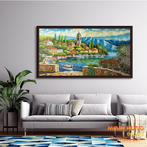 Tranh sơn dầu thành phố biển Italy TSD241