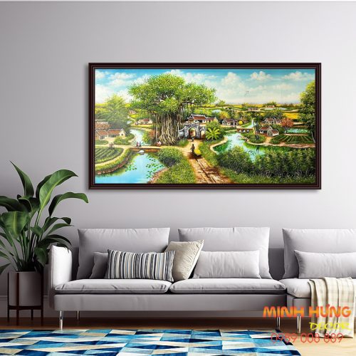 Tranh sơn dầu làng quê thanh bình TSD240