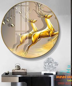 Tranh tráng gương 2 chú hươu song hành TGH9246
