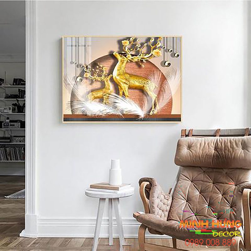 Tranh tráng gương Hươu Vàng Trường An TGH9278
