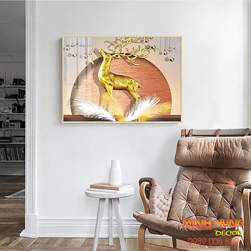 Tranh tráng gương Hươu Vàng Cát Lợi TGH9281