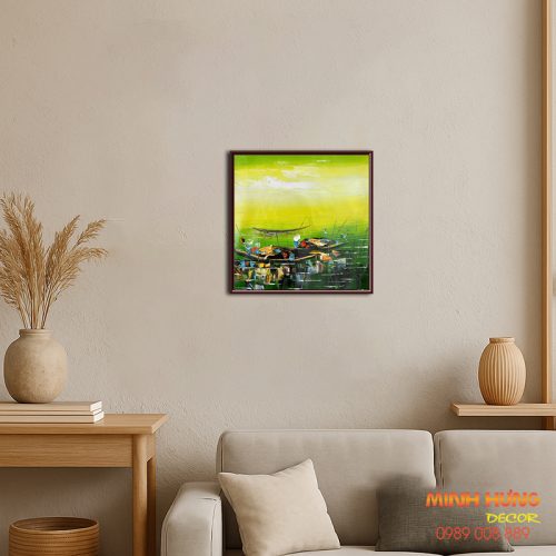 Tranh sơn dầu trừu tượng miền sông xanh TSD267