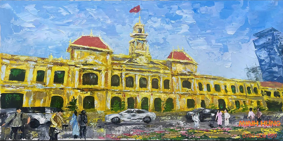Tranh sơn dầu Ủy ban thành phố HCM TSD296