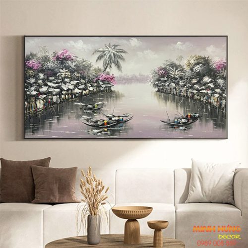 Tranh sơn dầu phong cảnh sông nước miền tây TSD290