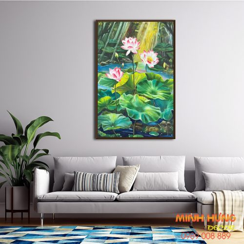Tranh sơn dầu hoa sen TSD250