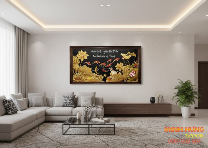 Tranh Sơn Dầu Cửu Ngư Quần Hội