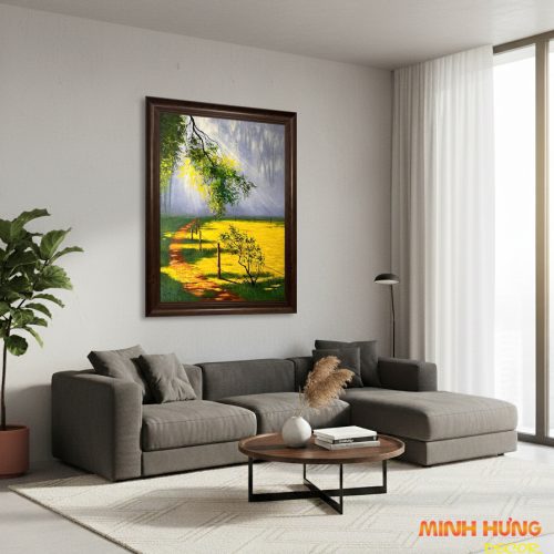 Tranh sơn dầu con đường ngập nắng TSD325