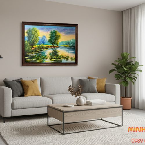 Tranh sơn dầu dòng sông thanh bình TSD328
