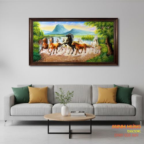 Tranh sơn dầu bát mã truy phong TSD332