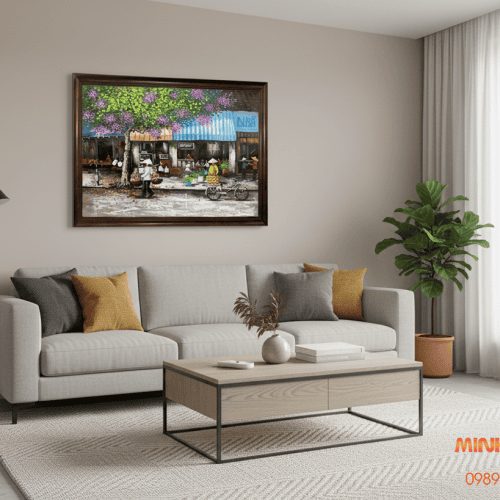 Tranh sơn dầu hàng quán Hà Nội xưa TSD313
