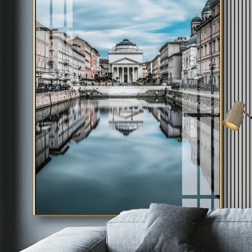 Tranh tráng gương thành phố phản chiếu Minh Hưng Decor