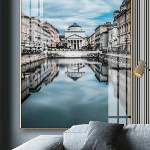 Tranh tráng gương thành phố phản chiếu Minh Hưng Decor