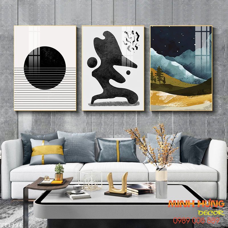 Tranh Canvas Trừu Tượng Đen Trắng Phong Cách Bắc Âu TT1394