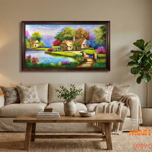 Tranh sơn dầu khu vườn cổ tích Châu Âu TSD376