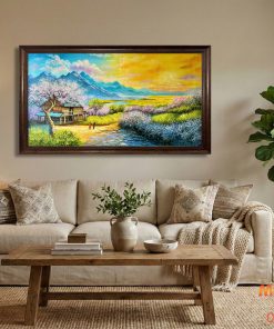 Tranh sơn dầu xuân về trên bản TSD372