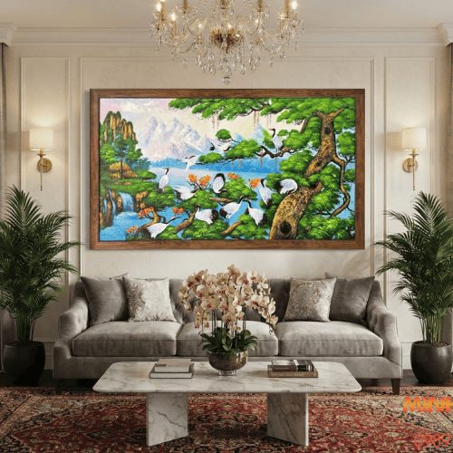 Tranh sơn dầu tùng hạc diên niên TSD361