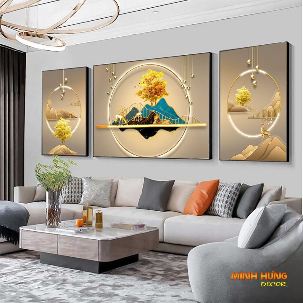 Mẫu tranh tráng gương in UV mica dạng bộ