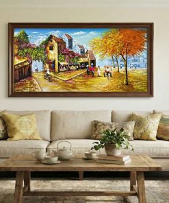 Tranh sơn dầu Góc phố thu vàng TSD396
