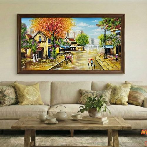 Tranh sơn dầu Mùa vàng phố nhỏ TSD401