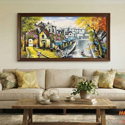 Tranh sơn dầu Phố thu bình yên TSD405